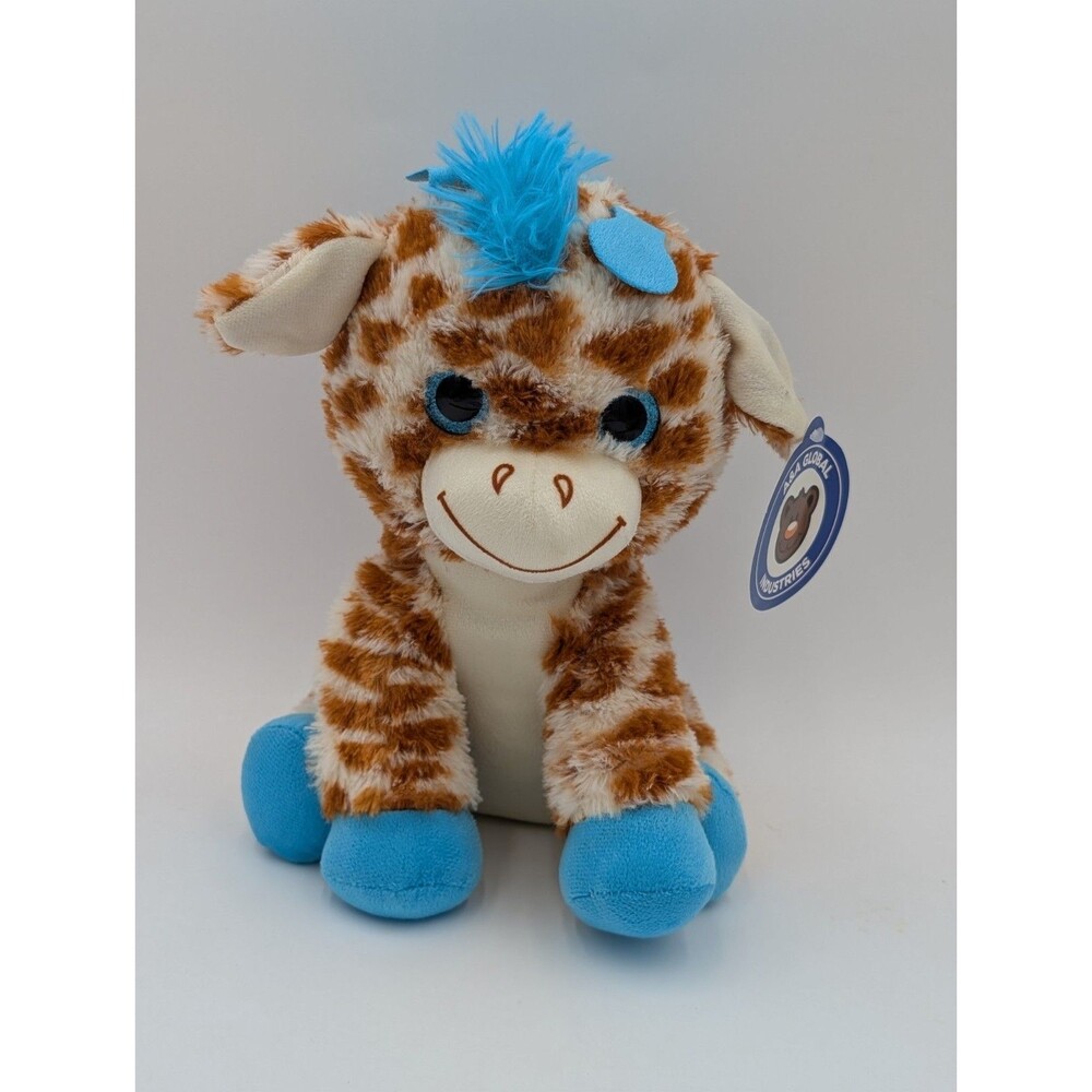 A Global Giraffe Plush Blue Accents Stuffed Animal 10” Cute Kawaii 2020 Toy